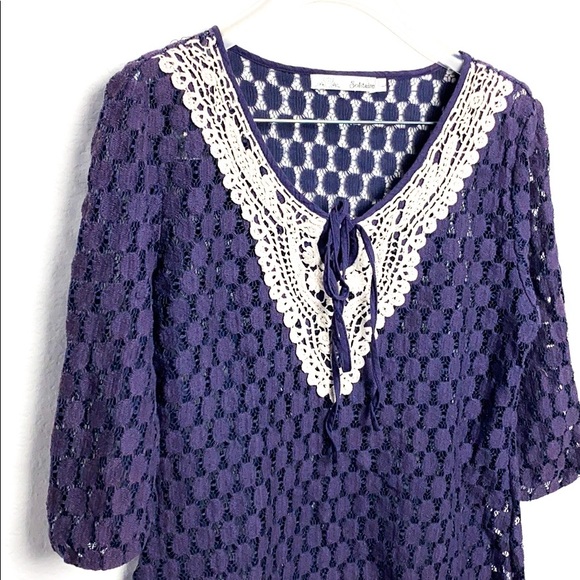 Solitaire Crochrt Purple Blouse - Picture 2 of 7